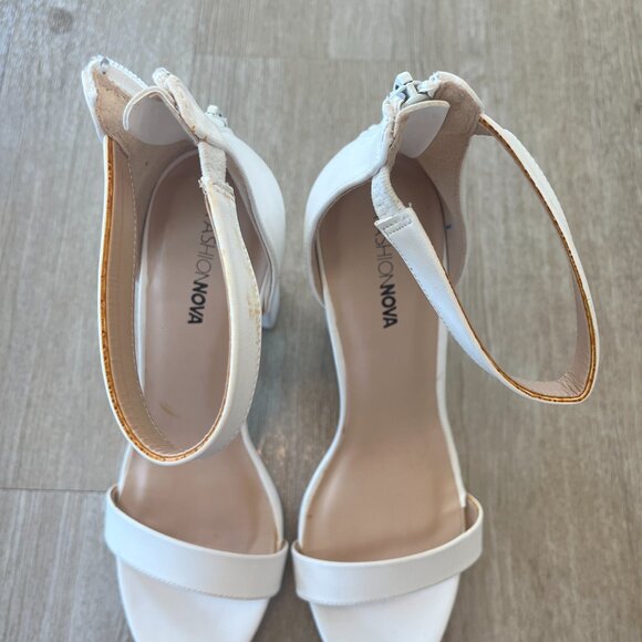 Womens Fashion Nova White Block Heels - 9 - Picture 6 of 10